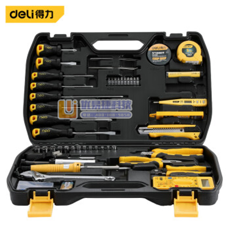 得力（deli）家用多功能工具箱套装手动工具组套电工维修...