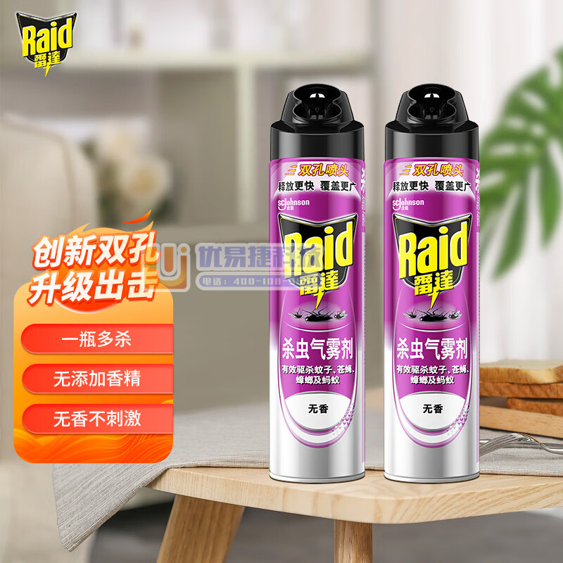雷达（Raid） 杀虫剂喷雾 600ml*2瓶 无香型 ...