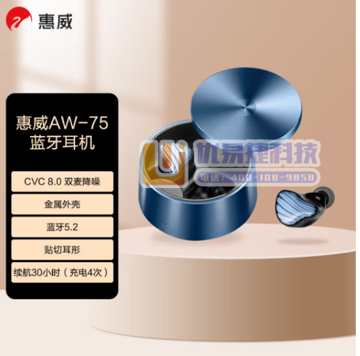 惠威（HiVi）AW-75 无线蓝牙耳机 真无线HiFi...