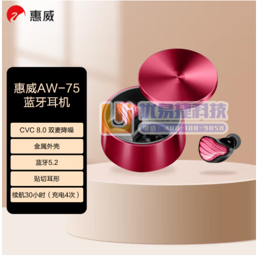 惠威（HiVi）AW-75 无线蓝牙耳机 真无线HiFi...