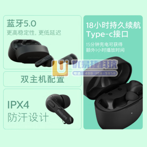 飞利浦（PHILIPS）TAT2206真无线蓝牙耳机回音...