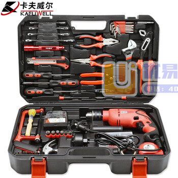 卡夫威尔 128件套手电钻工具箱套装 大型冲击钻工具套装...