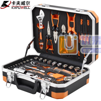 卡夫威尔工具箱套装家用汽修铝合金加固套筒圣多瑞82件套 ...
