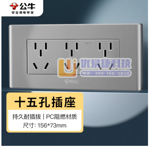 公牛（BULL）开关插座 多功能118型插座开关15孔九...