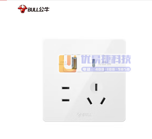 公牛（BULL）开关插座 G12系列五孔插座带USB+T...